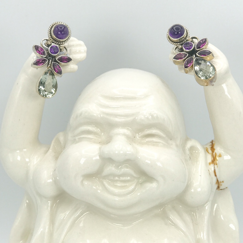 Nicky Butler Amethyst & Mixed Stone SS Earrings